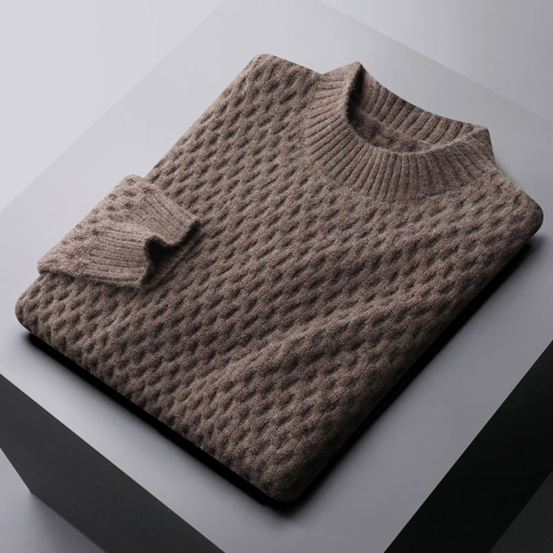 2022 Luxury high-end winter thickened thick needle round neck sweater for men’s diamond knit trend casual warm pullover for men alx