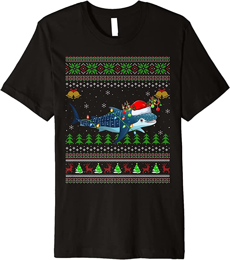 Whale Shark Fish Lover Xmas Santa Whale Shark Ugly Christmas Premium T-Shirt