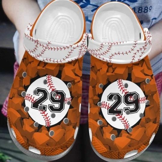 Personalized Crocss Baseball Whitesole Proud Orange, Number On Sandal Fashion Style  For Women, Men, Kid