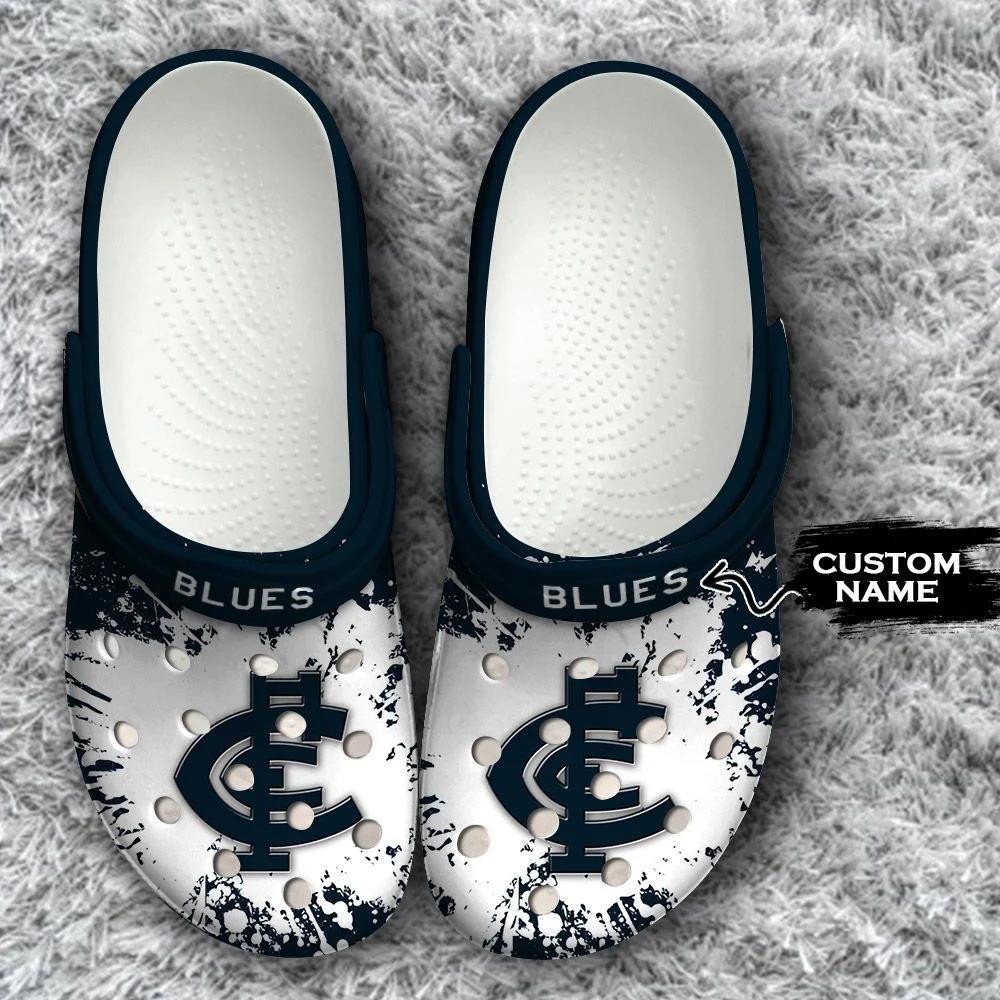 Carlton Blues Custom Personalized Crocs Classic Clogs Shoes White/Navy