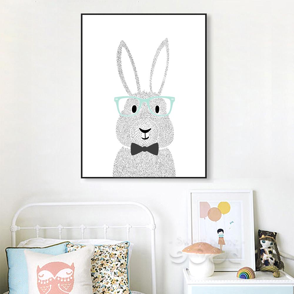 Cartoon Rabbit Canvas Art Print Painting Poster, Wall Picture For Children Room Decoration, Wall Decor Cm017