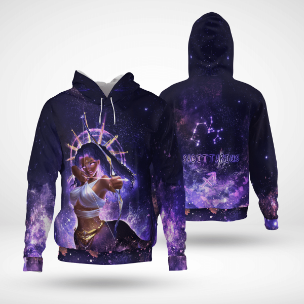 Zodiac Sagittarius Girl For Black Queen Sagittarius All Over Print 3D Unisex Hoodie Us Size