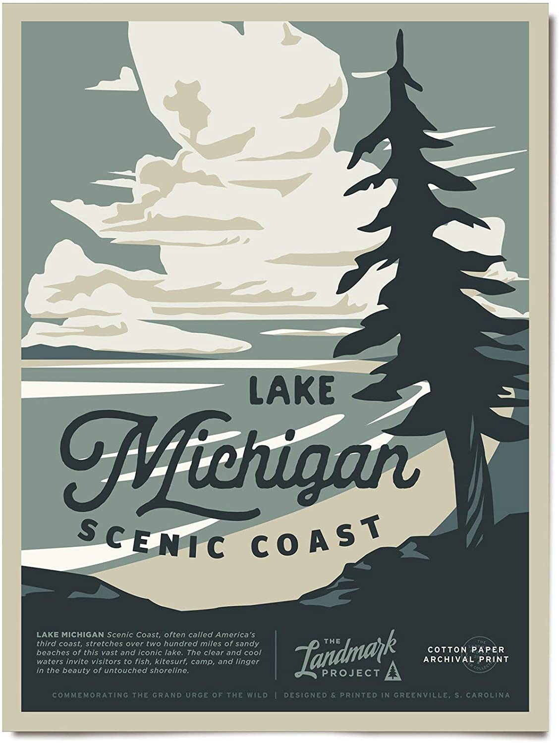 Travel Lake Michigan Poster Art Print      Home Decor Gift For Men Women Family Friend On Birthday Xmas