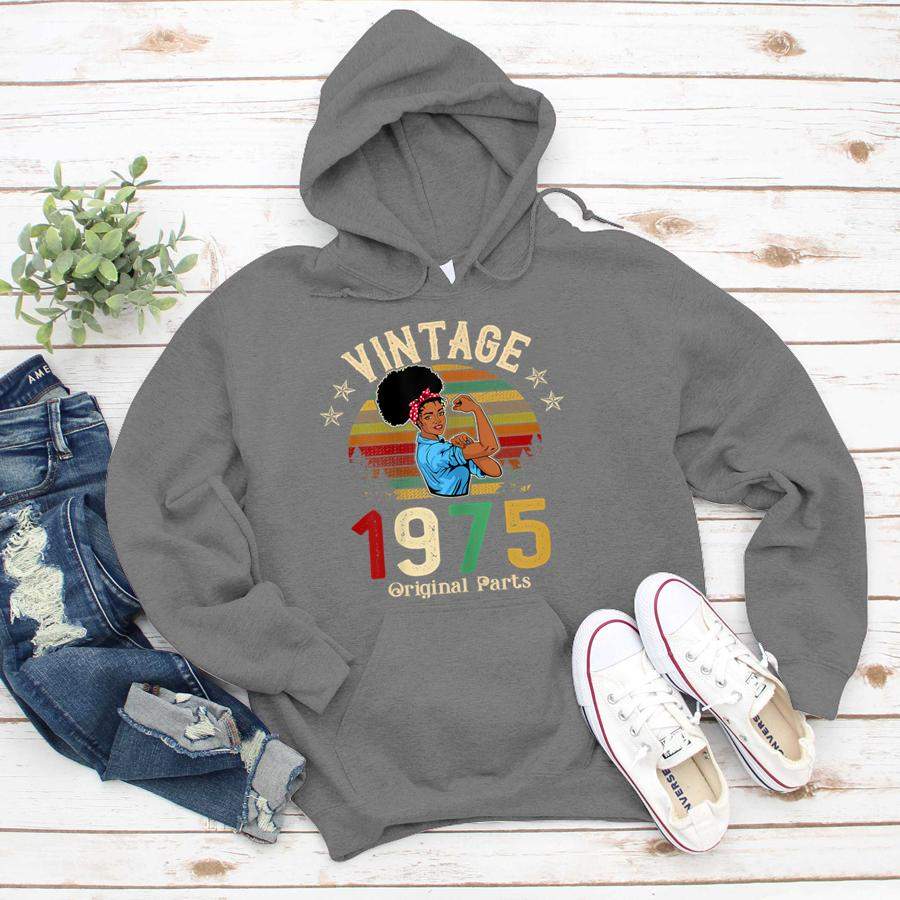 Womens Vintage 1975 Made In 1975 45th Birthday 45 Years Old Gift  Hoodie