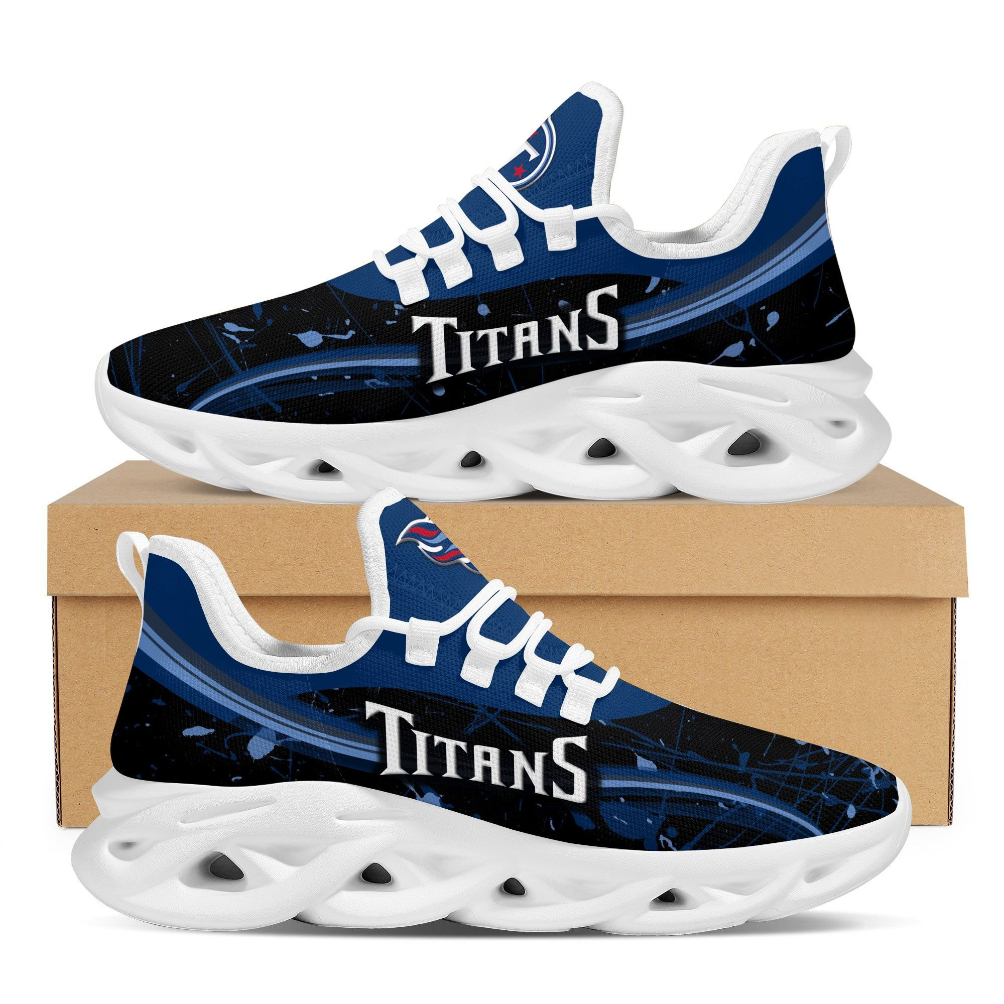 Tennessee Titans Splash Colors Design Trending Max Soul Clunky Sneaker Shoes For Mens Womensamerican Football Team Fans