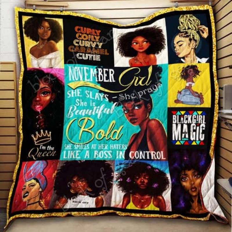 November Girl, Black Queen Quilt THH948-6 Block Of Gear™