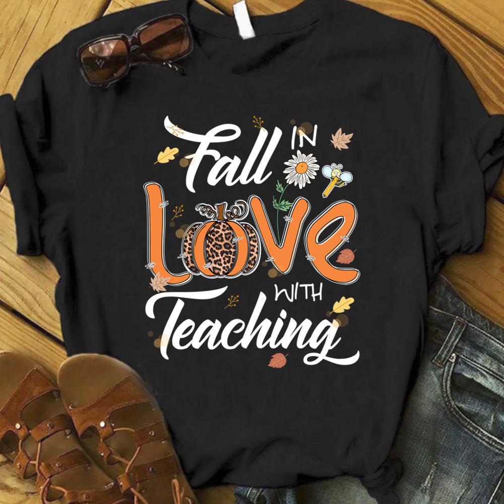 Fall In Love With Teaching Leopard Autumn T Shirt