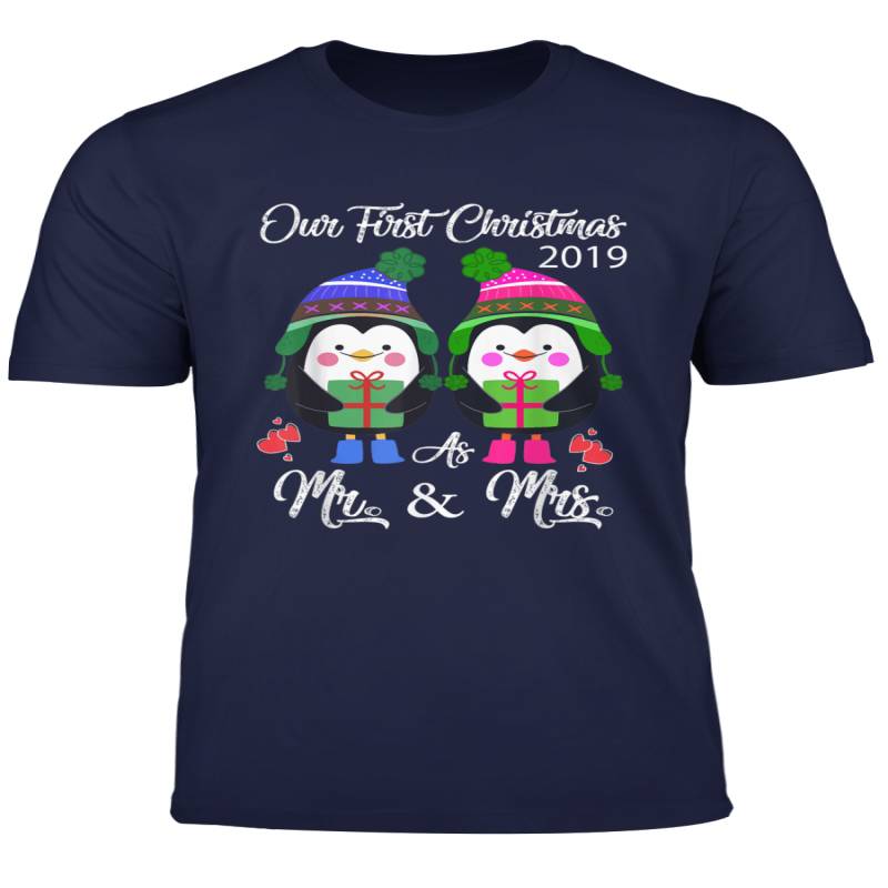 Our First Christmas As Mr And Mrs 2019 Matching Penguin Gift T Shirt