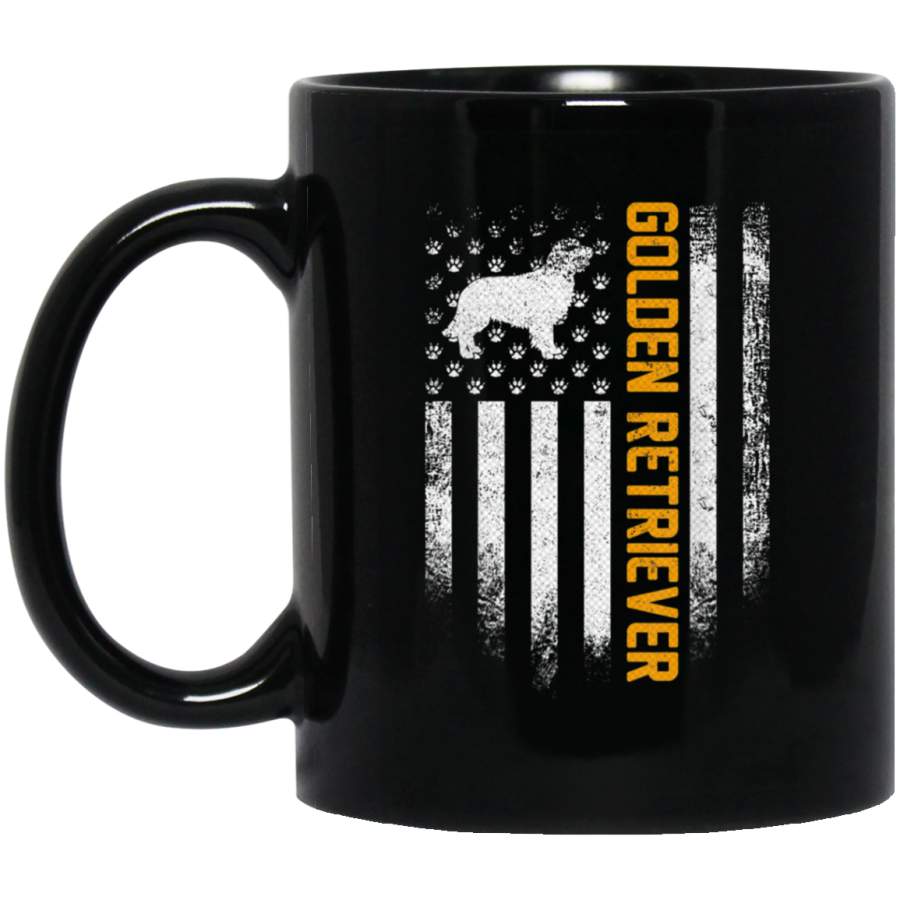 Vintage USA Golden Retriever American Flag Patriotic Funny Mug