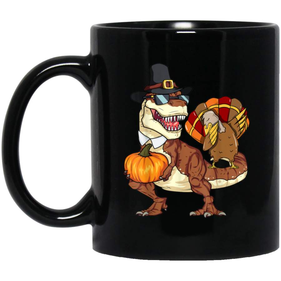 Thanksgiving T-Rex Dinosaur Dabbing Turkey 11 oz Mug