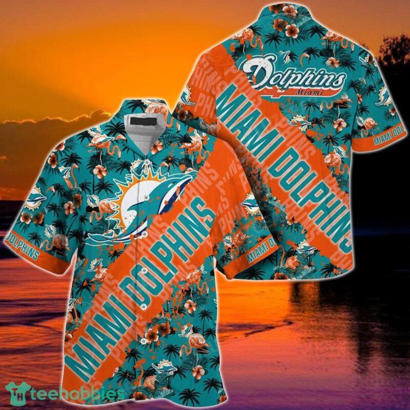 Nfl Miami Dolphins Hawaiian Shirt With Tropical Pattern Flamingo Printed