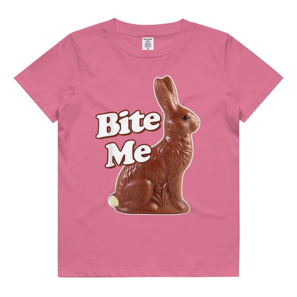 Bite Me Funny Chocolate Easter Bunny Kids T Shirt