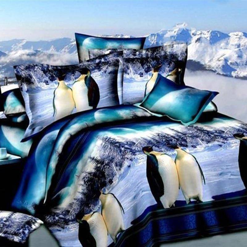 Arctic Penguins 3D Duvet Soft Polyester Bedding Cover Set FREE SHIPPING