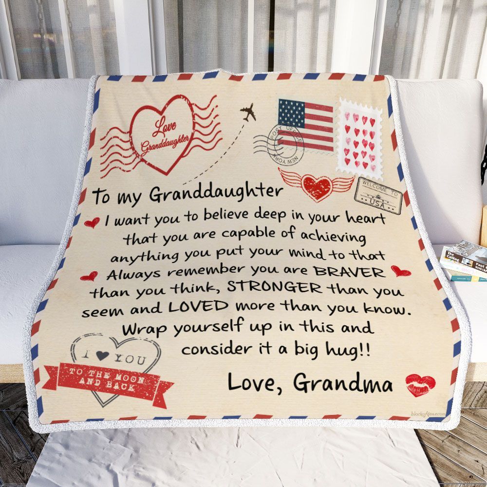 To My Granddaughter, Love Grandma Letter Sofa Throw Blanket