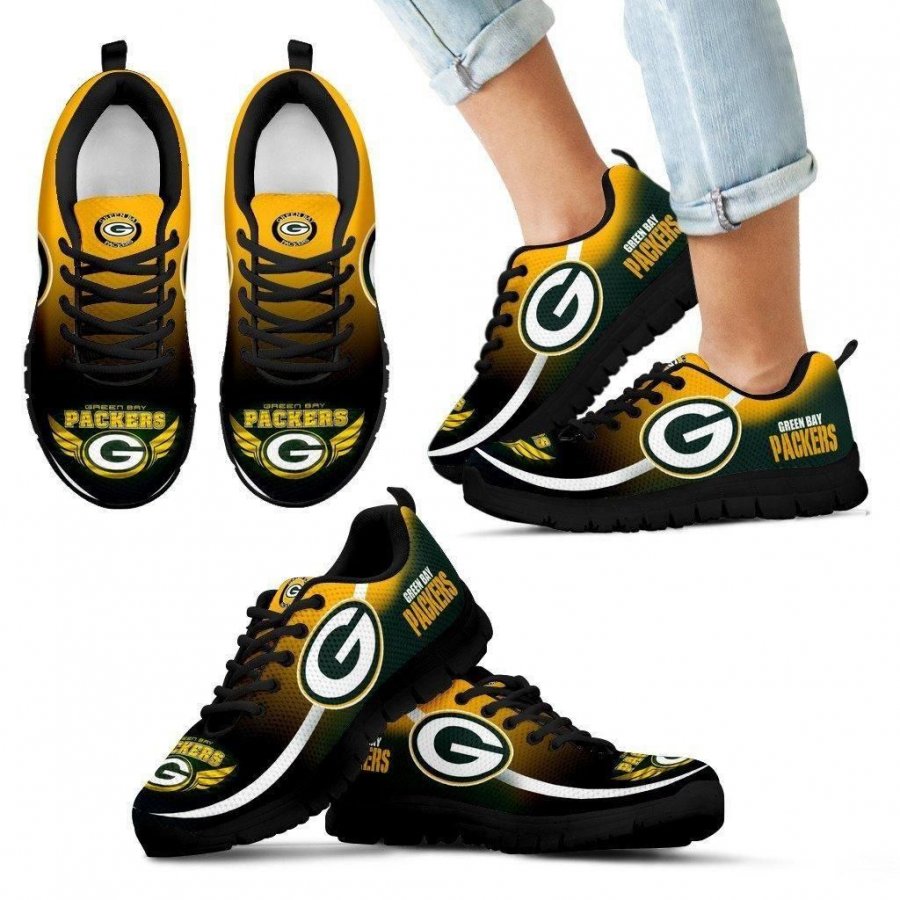 Mystery Straight Line Up Green Bay Packers Sneakers #745