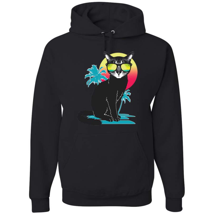 Cool California Beach Kitten Silhouette Sun Cat Cat Lover, Cats,  Graphic Hoodie Sweatshirt