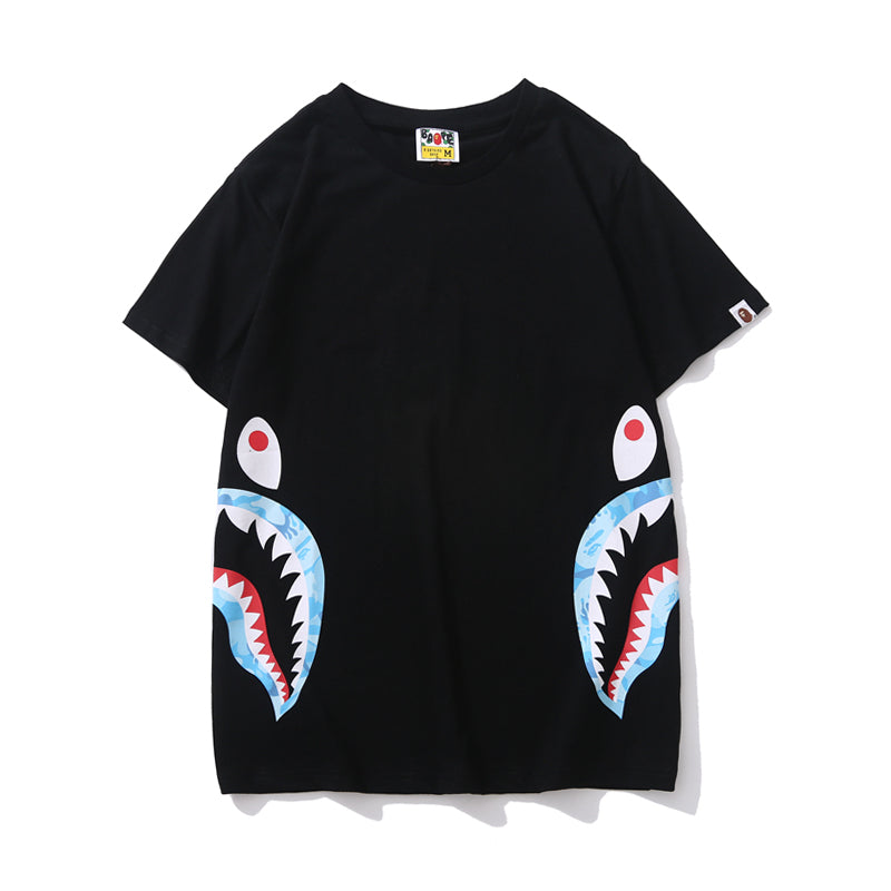 Bape Shark Flame Camo Tee Shirt Black White