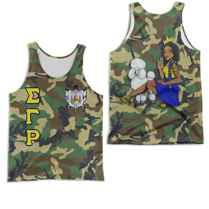 Wonderprint Tank Top Militaty Sigma Gamma Rho Woman Poodlel Racerback Tank