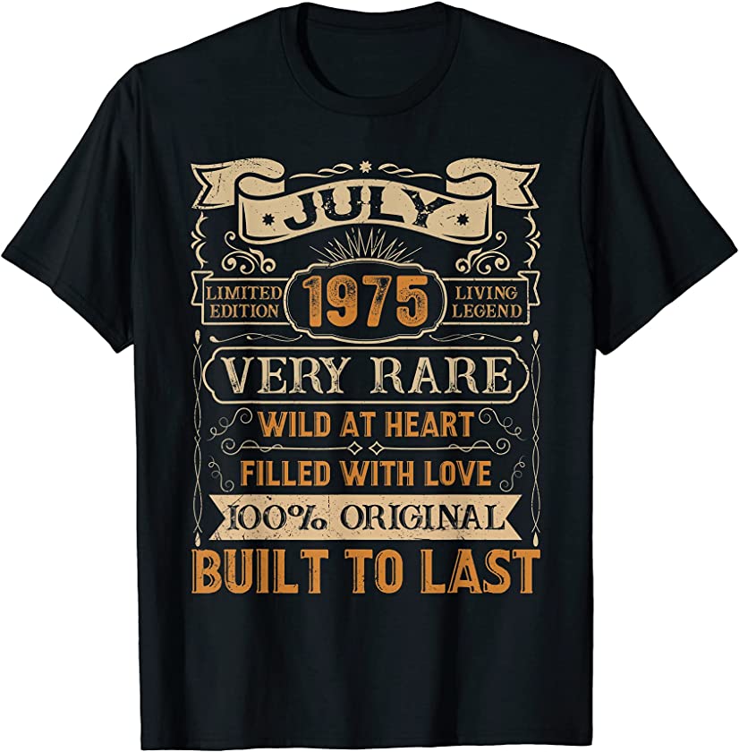 46th Birthday Gift 46 Years Old Retro Vintage July 1975 T-Shirt