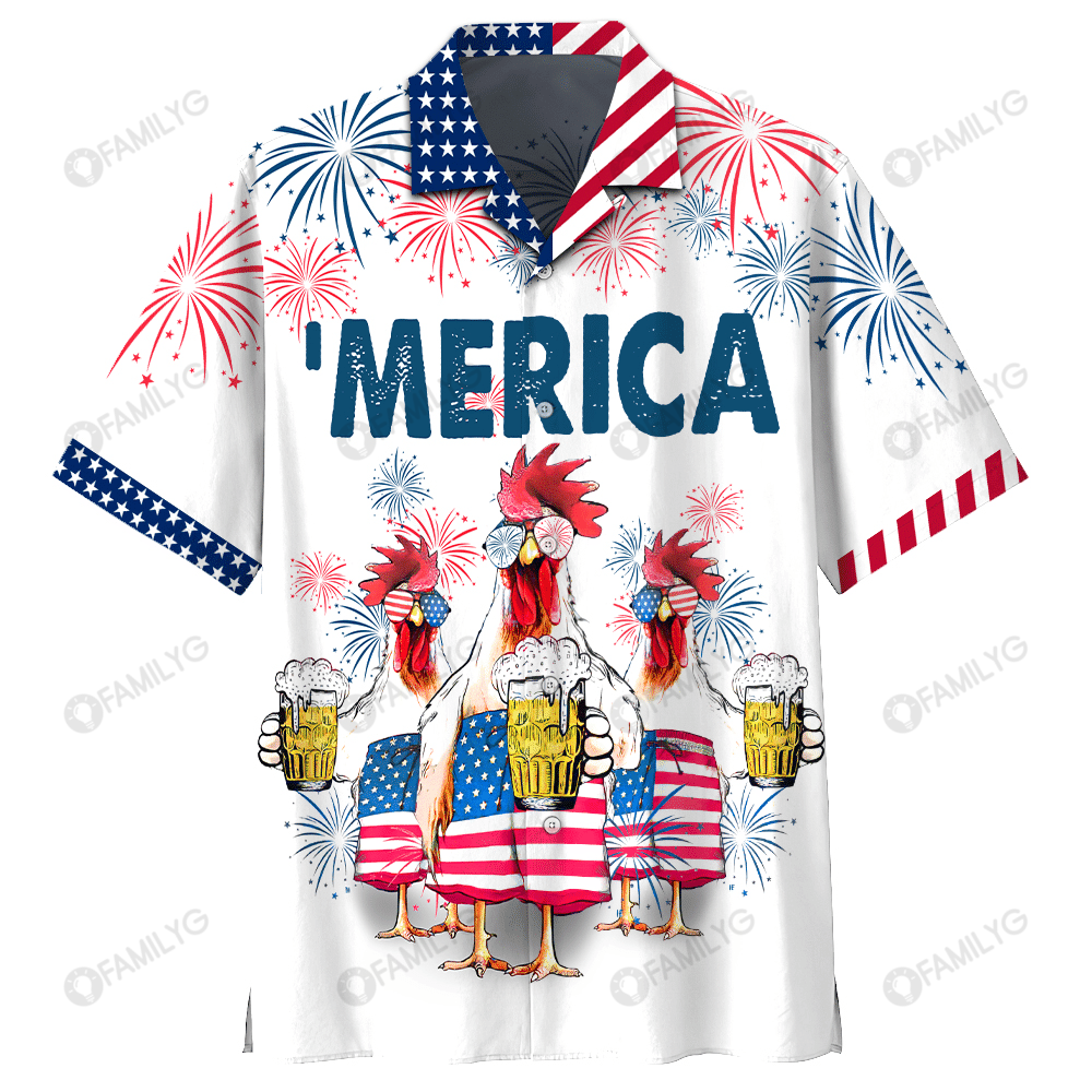 4Th Of July Hawaiian Shirt – Chicken Beer Hawaiian Shirt Summer Hawaiian For Men, Women, Couple