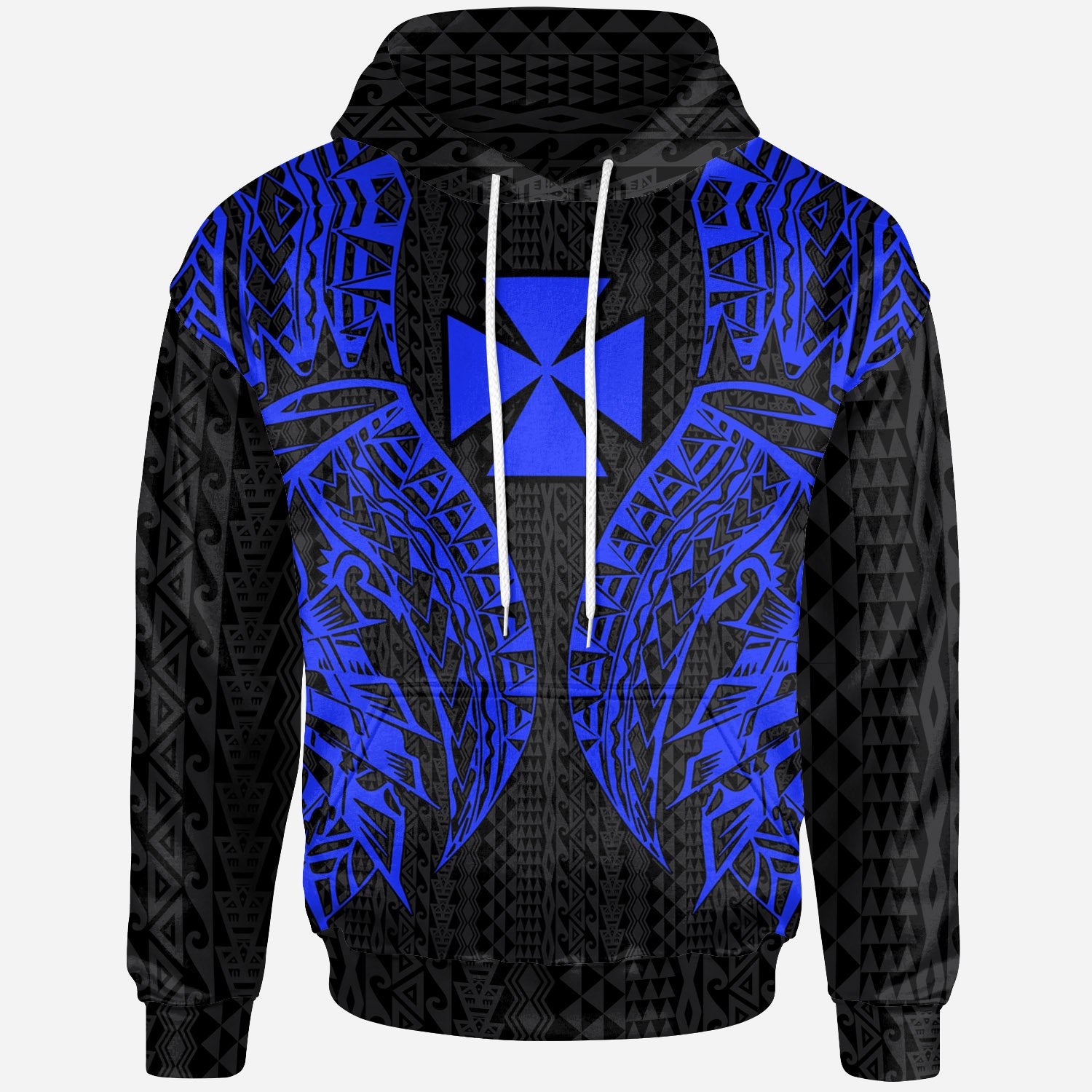 Wallis’Nd Futuna Hoodie – Polynesian Lion Head Blue Style