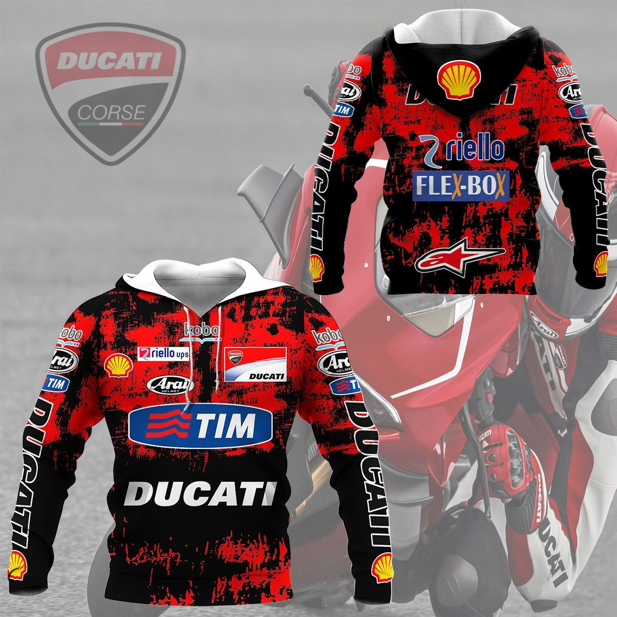 3D All Over Printed Ducati Racing Shirts Ver 11 (Black)