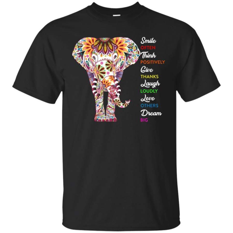 AGR Smile Often Think Positively Give Thanks Elephant Shirt