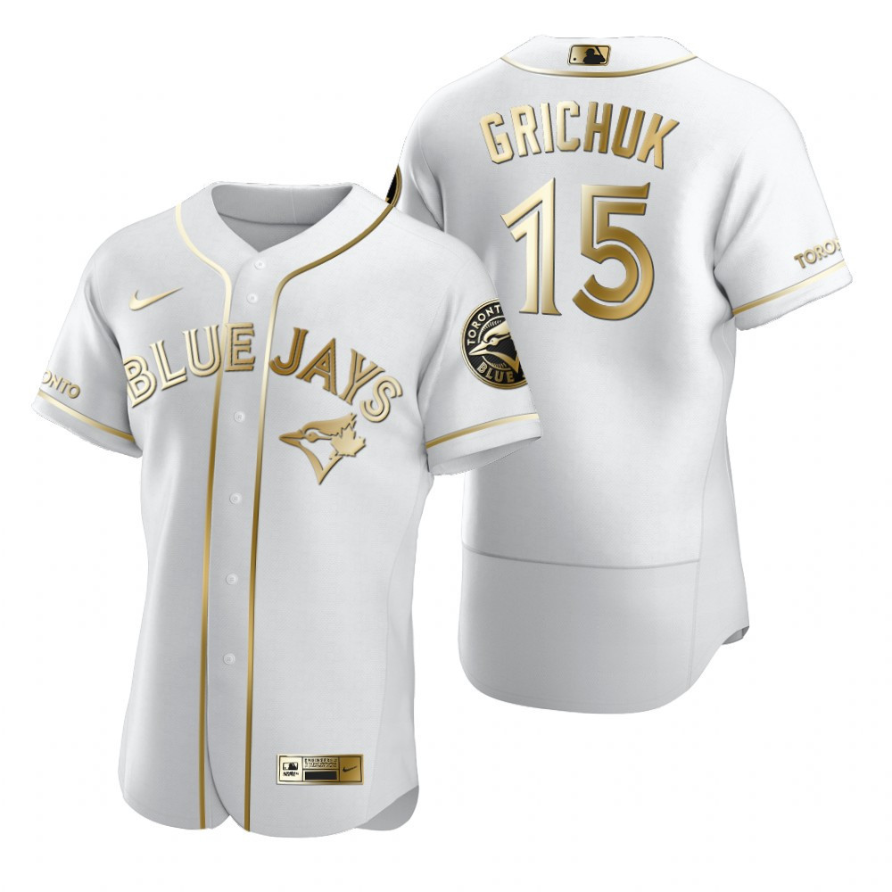 Toronto Blue Jays #15 Randal Grichuk MLB Golden Brandedition White Jersey Gift For Blue Jays Fans