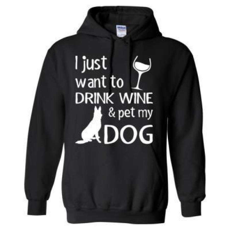 AGR I Just Want To Drink Wine And Pet My Dog – Heavy Blend™ Hooded Sweatshirt