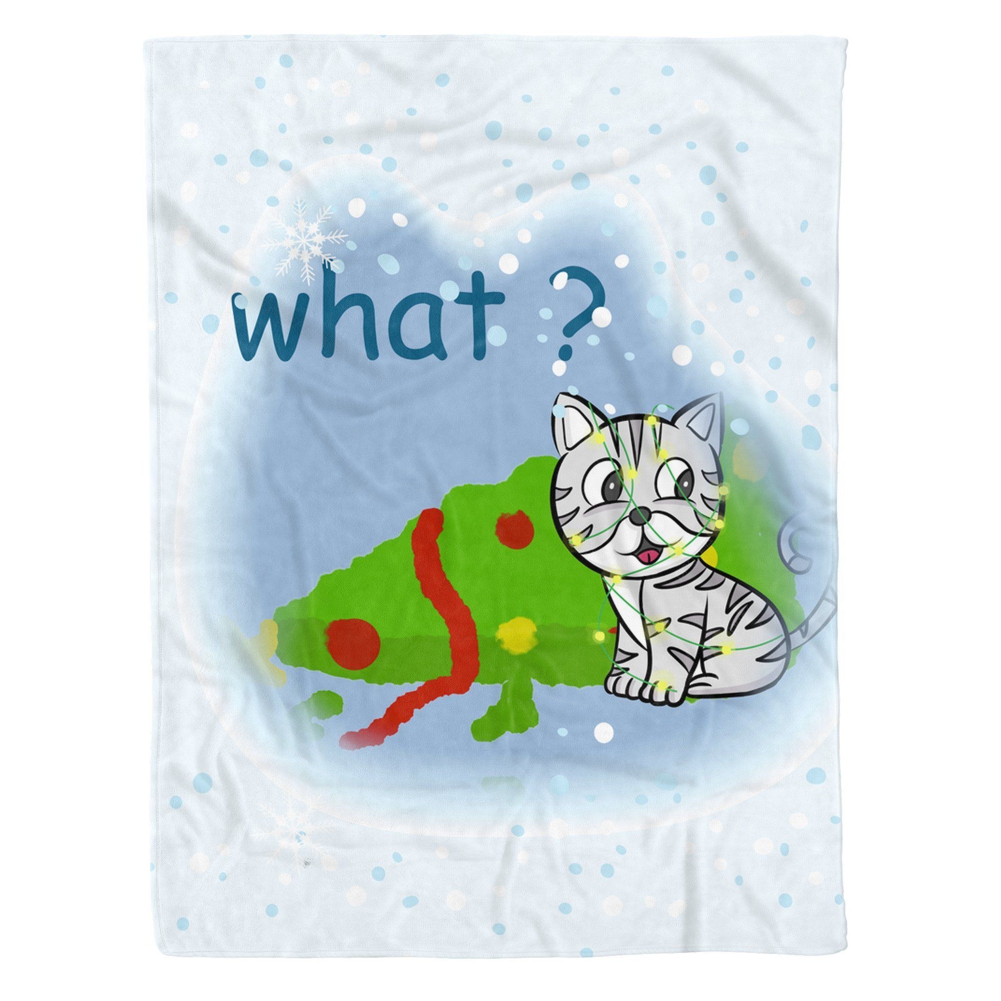 Christmas What Cat Funny Fleece Blanket Fleece Blanket Cozy Fleece Blanket Sherpa Blanket