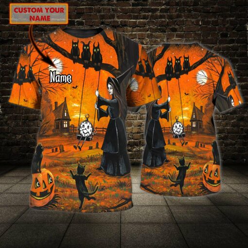 Custom Halloween Personalized Name 3D All Over Printed T-Shirt For Men And Women, Happy Halloween Day