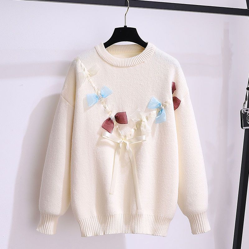 Autumn 2022 New Personalized Bowknot Knitted Sweater Belt Decorative Skirt Two Piece Elegant Women’s Dress Set alx