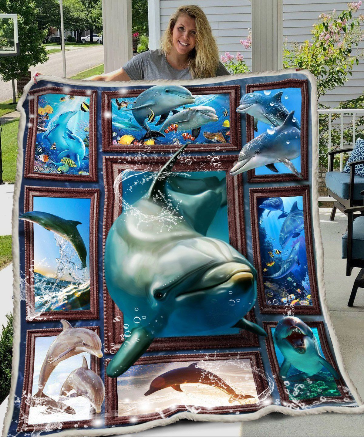 Dolphin 3D Printed Gs-Cl-Dt1101 Fleece Blanket