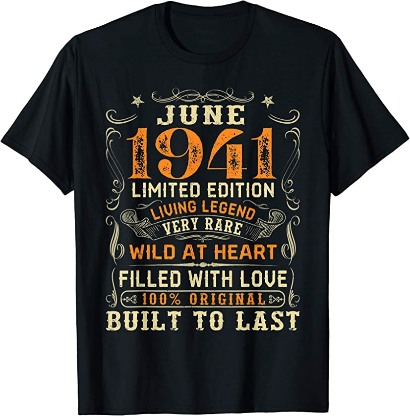 Vintage June 1941 Awesome 80 Yrs Old 80th Birthday Gift T-Shirt