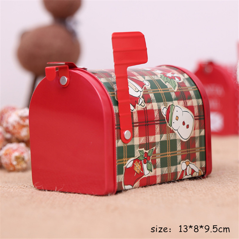 2022 New Year Gift Tinplate Mailbox Box Children’s Gift Cartoon Candy Box DIY Christmas Home Decoration Merry Christmas Navidad alx