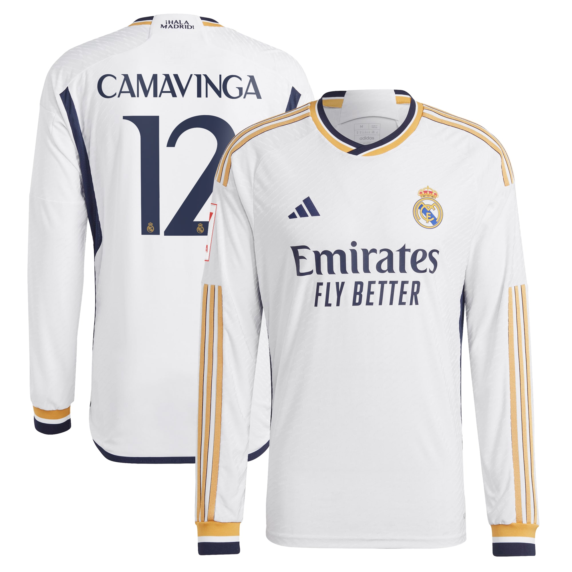 Eduardo Camavinga Real Madrid Home 2023/24 Authentic Long Sleeve Jersey – White