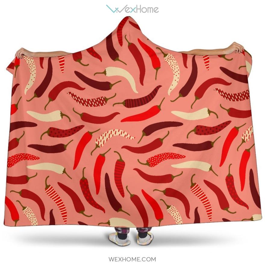 Beautiful Chili Peppers Pattern Hooded Blanket