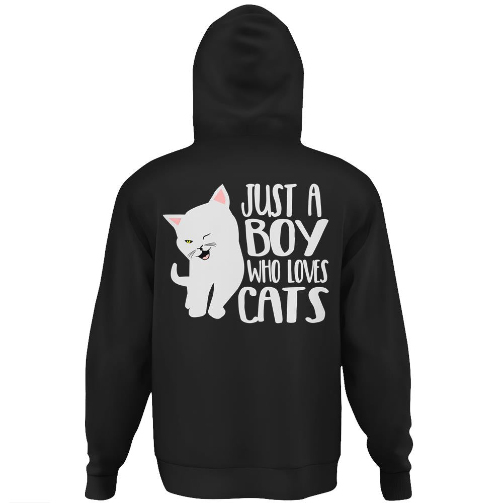 Animal Lover – Just A Boy Who Loves Cats Hoodie Print On Back