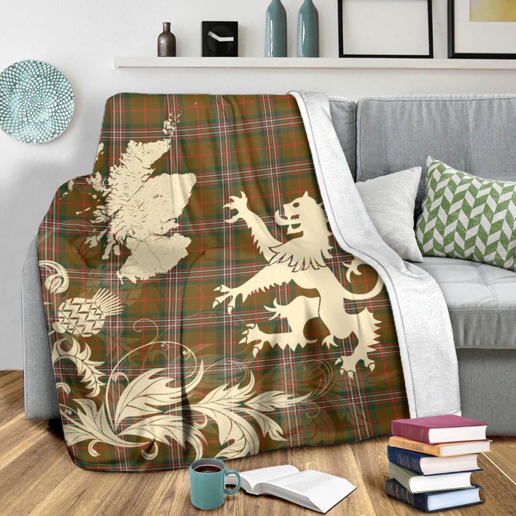 Tartan Blanket Scott Brown Modern Tartan Scotland Lion Thistle Map Plaid Blanket