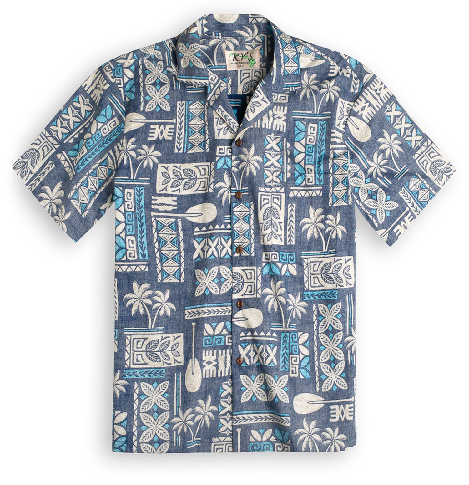 Traditional Tapa Blue Awesome Design Hawaii Shirt Ha48408