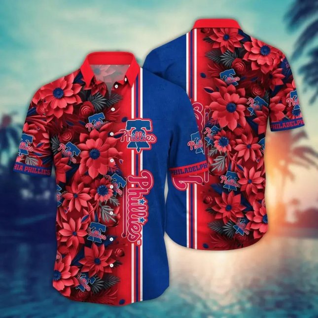 Philadelphia Phillies Hawaiian Shirt Floral Design New678819