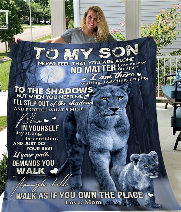 To My Son, Gift For Son From Mom, Birthday Gift For Him Son, To My Son Lion Fleece Blanket