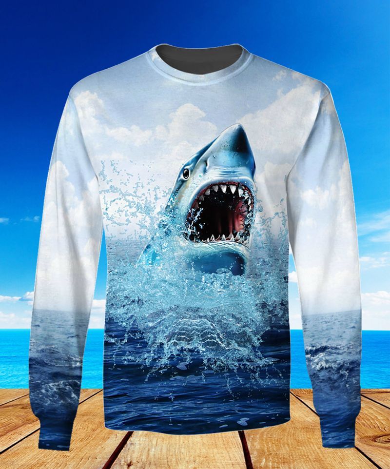 Aggressive Shark In The Ocean 3D Full Print Sweatshirt