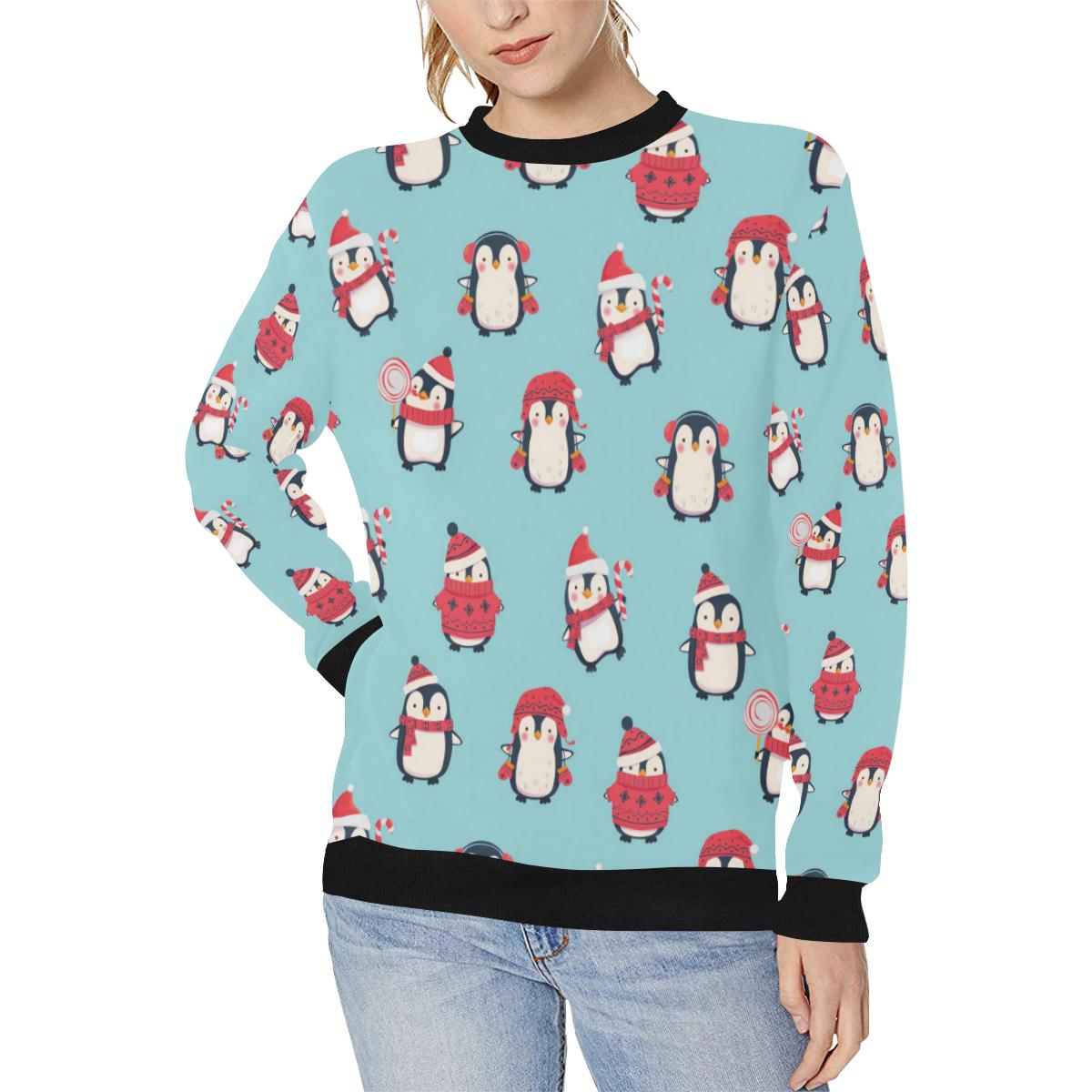 Cute penguin christmas  design pattern Women’s Crew Neck Sweatshirt