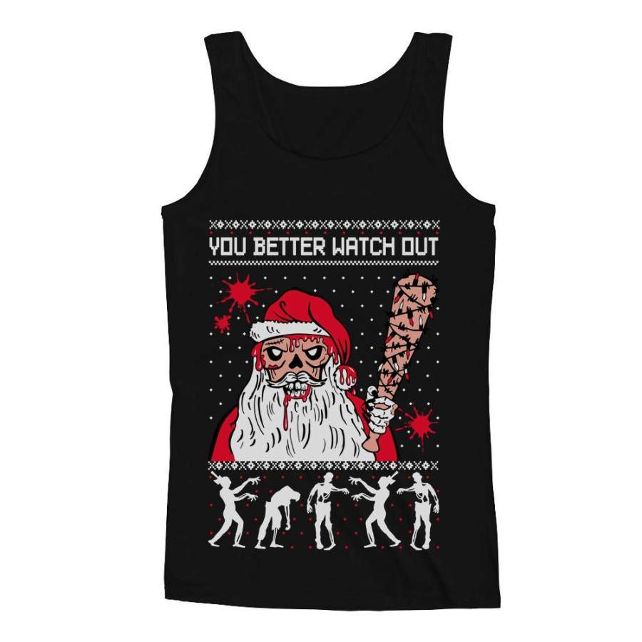 Zombie Santa and Dead Walkers Ugly Christmas Sweater Gift Men’s Tank Top