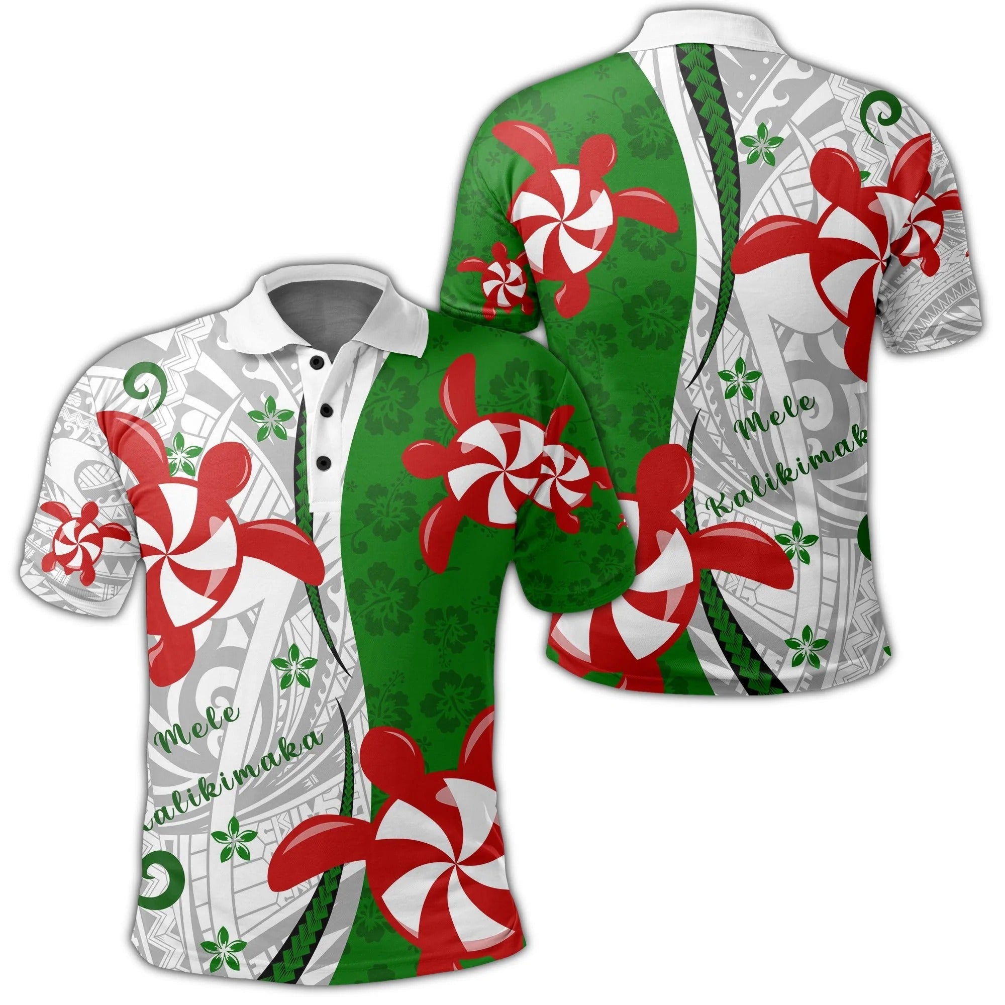 Hawaii Christmas Polynesian Polo Shirt – Turtle Candy Polo Shirt Men Women