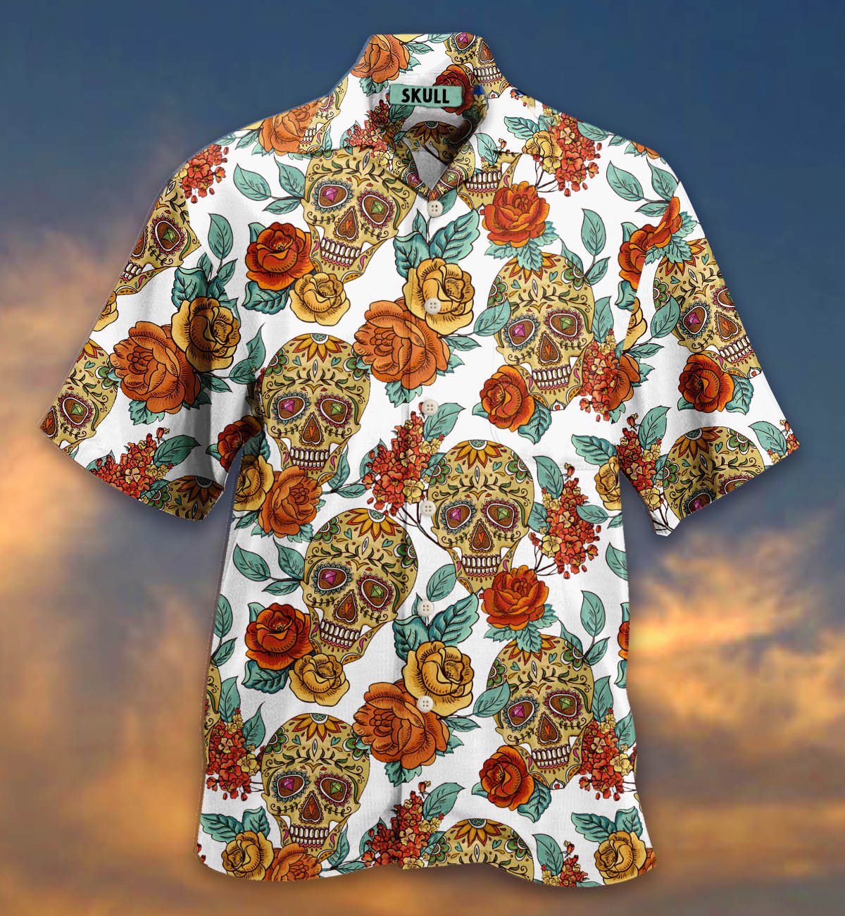 Skull All Over Printed Hawaii Shirt Ha1396