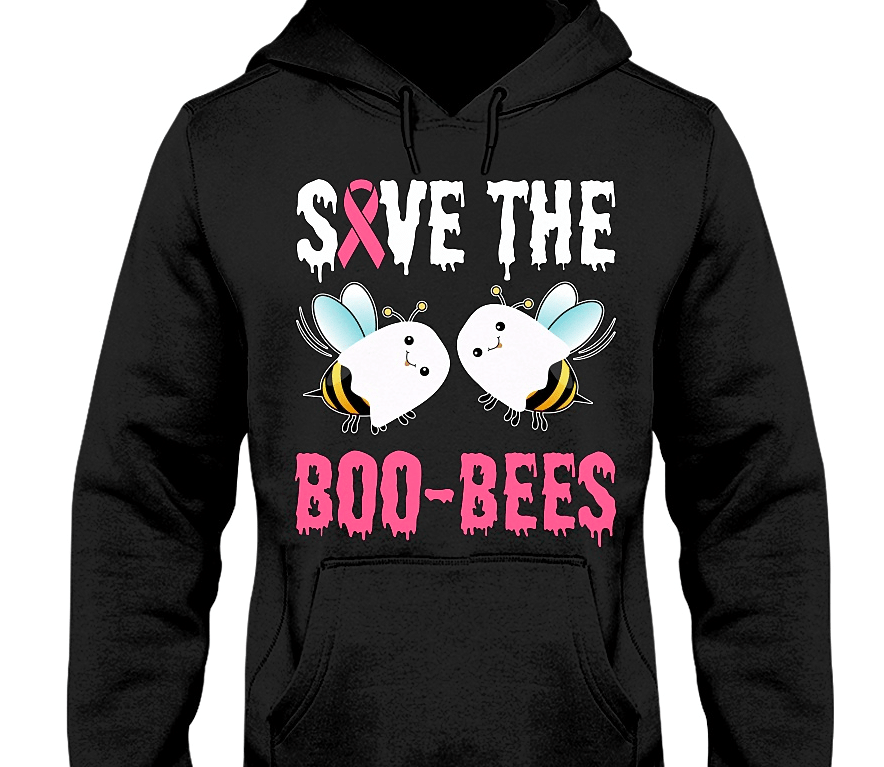 Breast Cancer Awareness Save The Boo Bees Halloween T Shirt Hoodie Sweater Size S-5Xl