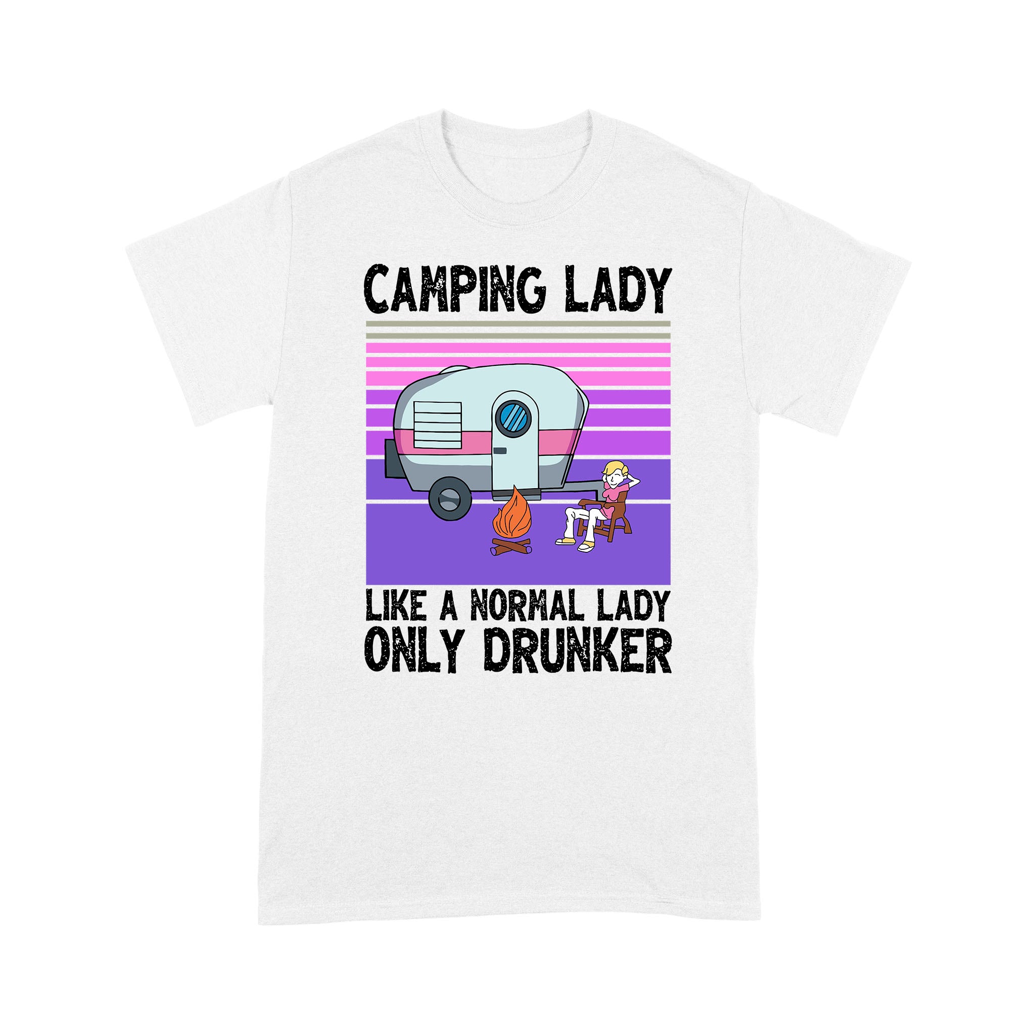 Camping Lady Like A Normal Lady Only Drunker Vintage Shirt Camper Graphic Tee – Standard T-Shirt