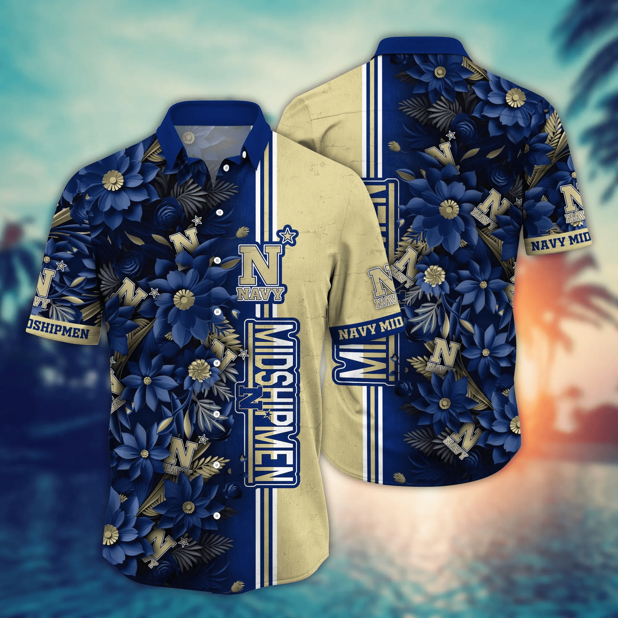 Navy Midshipmen NCCA Hawaiian Shirt Custom Sea Breeze Aloha Shirt